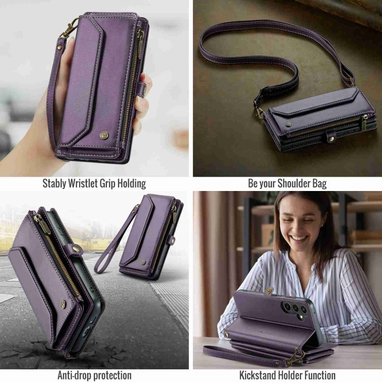 For Samsung Galaxy S23 FE 5G CaseMe C36 Card Slots Zipper Wallet RFID Anti-theft Leather Phone Case(Purple) - free shipping - PMC Jewellery - Order now!