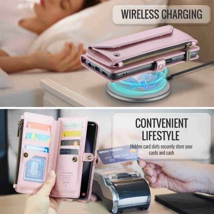 For Samsung Galaxy S23+ 5G CaseMe C36 Card Slots Zipper Wallet RFID Anti-theft Leather Phone Case(Pink) - free shipping - PMC Jewellery - Order now!