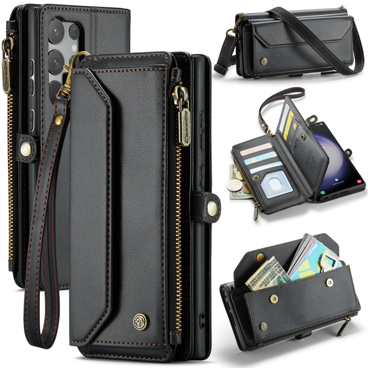 For Samsung Galaxy S23 Ultra 5G CaseMe C36 Card Slots Zipper Wallet RFID Anti-theft Leather Phone Case(Black) - free shipping - PMC Jewellery - Order now!