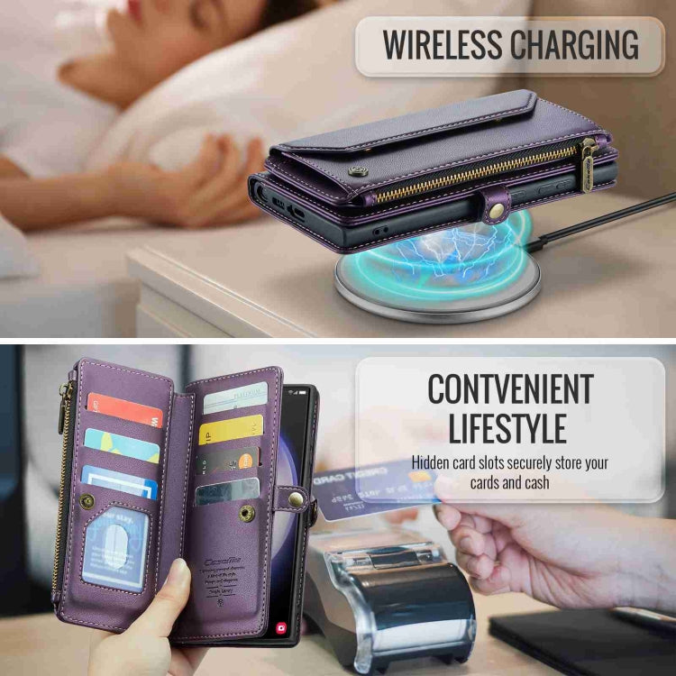 For Samsung Galaxy S23 Ultra 5G CaseMe C36 Card Slots Zipper Wallet RFID Anti-theft Leather Phone Case(Purple) - free shipping - PMC Jewellery - Order now!