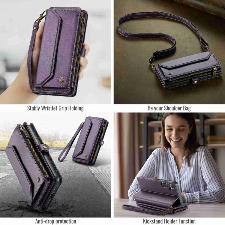 For Samsung Galaxy S24 5G CaseMe C36 Card Slots Zipper Wallet RFID Anti-theft Leather Phone Case(Purple) - free shipping - PMC Jewellery - Order now!