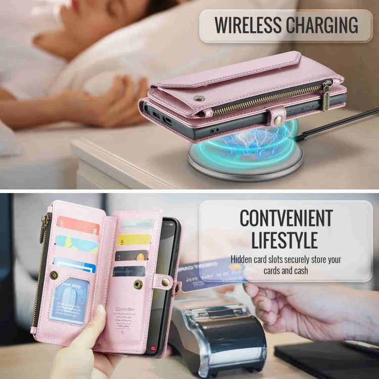 For Samsung Galaxy S24 5G CaseMe C36 Card Slots Zipper Wallet RFID Anti-theft Leather Phone Case(Pink) - free shipping - PMC Jewellery - Order now!