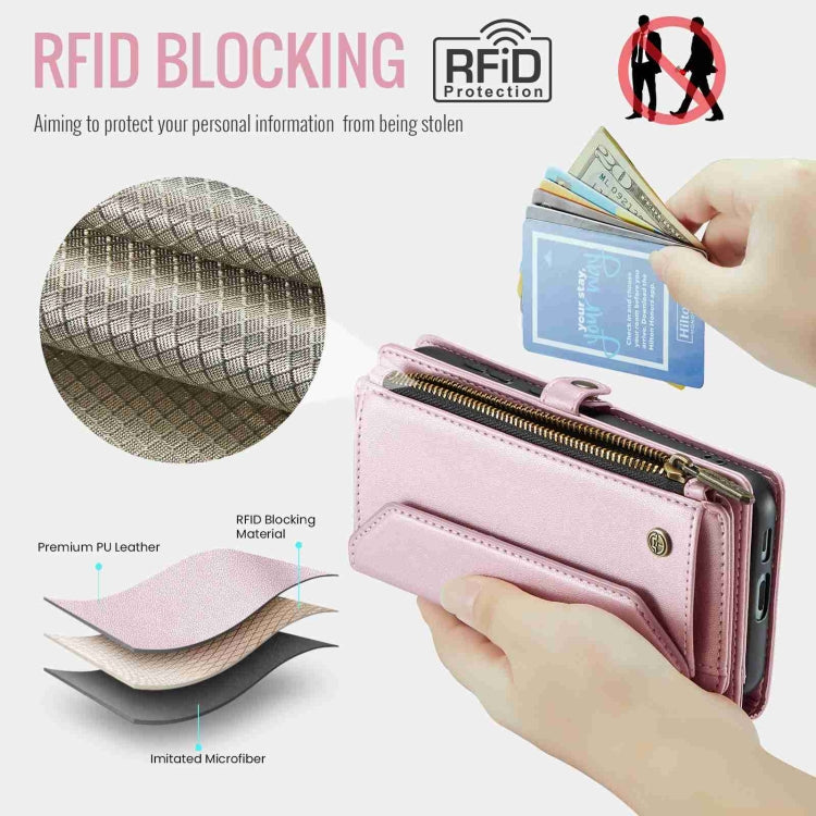 For Samsung Galaxy S24 5G CaseMe C36 Card Slots Zipper Wallet RFID Anti-theft Leather Phone Case(Pink) - free shipping - PMC Jewellery - Order now!