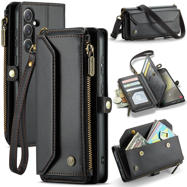 For Samsung Galaxy S24+ 5G CaseMe C36 Card Slots Zipper Wallet RFID Anti-theft Leather Phone Case(Black) - free shipping - PMC Jewellery - Order now!