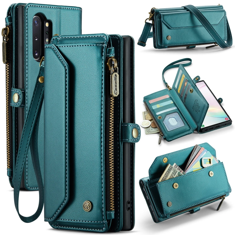 For Samsung Galaxy Note10+ CaseMe C36 Card Slots Zipper Wallet RFID Anti-theft Leather Phone Case(Blue-green) - free shipping - PMC Jewellery - Order now!