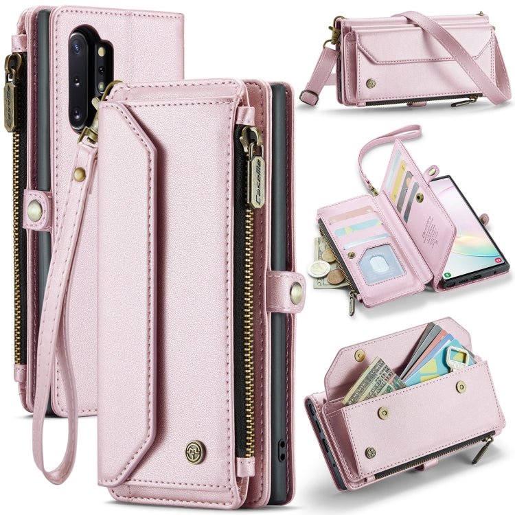 For Samsung Galaxy Note10+ CaseMe C36 Card Slots Zipper Wallet RFID Anti-theft Leather Phone Case(Pink) - free shipping - PMC Jewellery - Order now!