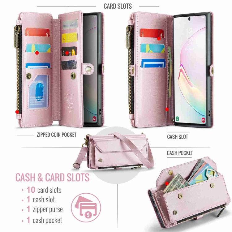For Samsung Galaxy Note10+ CaseMe C36 Card Slots Zipper Wallet RFID Anti-theft Leather Phone Case(Pink) - free shipping - PMC Jewellery - Order now!