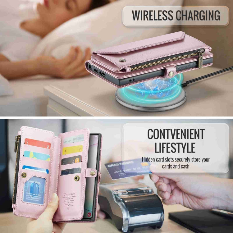 For Samsung Galaxy Note10+ CaseMe C36 Card Slots Zipper Wallet RFID Anti-theft Leather Phone Case(Pink) - free shipping - PMC Jewellery - Order now!