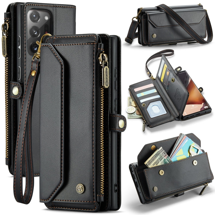 For Samsung Galaxy Note20 Ultra CaseMe C36 Card Slots Zipper Wallet RFID Anti-theft Leather Phone Case(Black) - free shipping - PMC Jewellery - Order now!