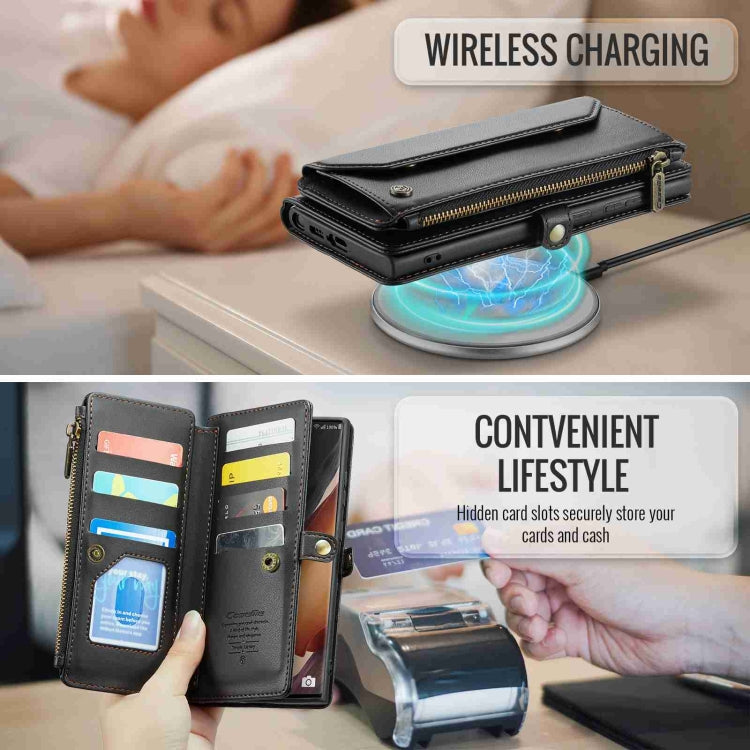 For Samsung Galaxy Note20 Ultra CaseMe C36 Card Slots Zipper Wallet RFID Anti-theft Leather Phone Case(Black) - free shipping - PMC Jewellery - Order now!