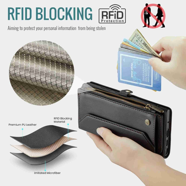 For Samsung Galaxy Note20 Ultra CaseMe C36 Card Slots Zipper Wallet RFID Anti-theft Leather Phone Case(Black) - free shipping - PMC Jewellery - Order now!