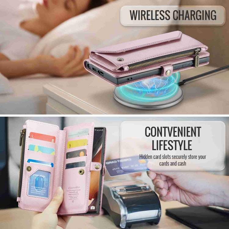 For Samsung Galaxy Note20 Ultra CaseMe C36 Card Slots Zipper Wallet RFID Anti-theft Leather Phone Case(Pink) - free shipping - PMC Jewellery - Order now!