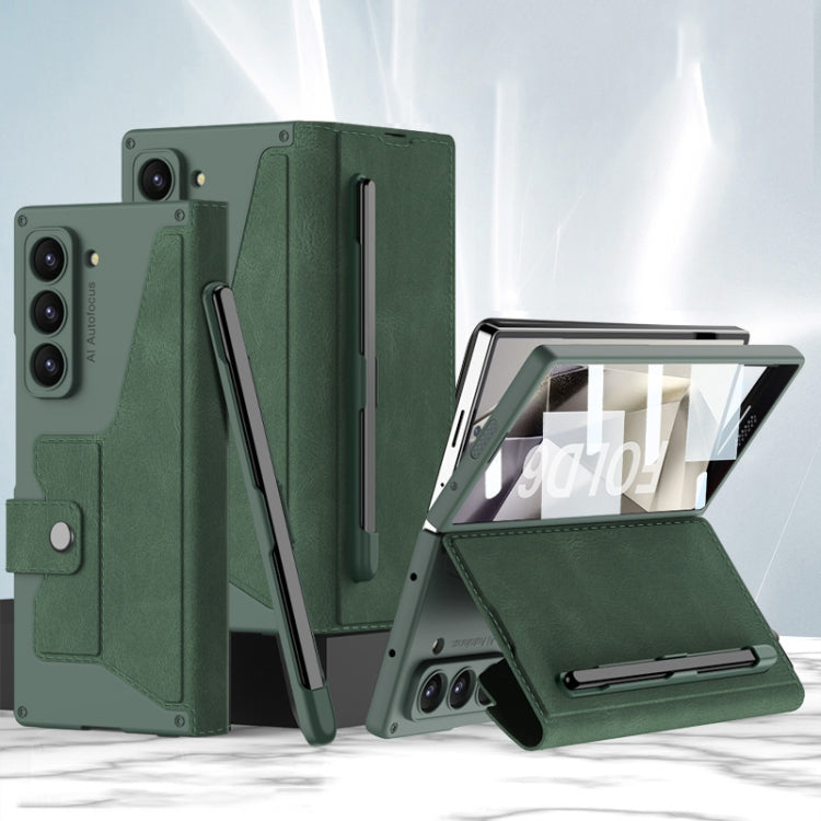 For Samsung Galaxy Z Fold6 GKK Integrated Armor Flip Leather Case with Pen Slot, Stylus Not Included(Green) - free shipping - PMC Jewellery - Order now!