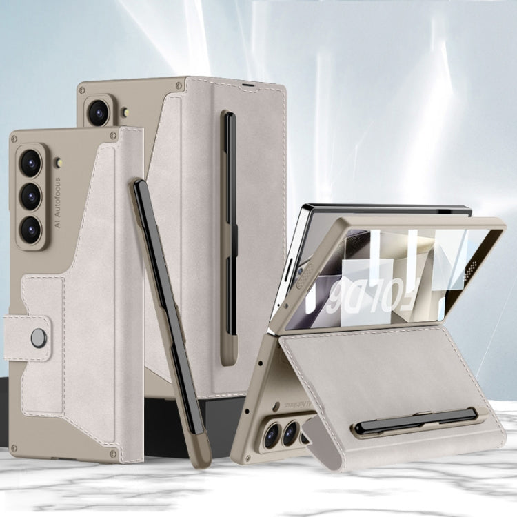 For Samsung Galaxy Z Fold6 GKK Integrated Armor Flip Leather Case with Pen Slot, Stylus Not Included(Titanium Grey) - free shipping - PMC Jewellery - Order now!