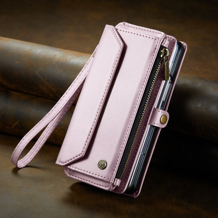 For Samsung Galaxy Z Fold5 CaseMe C36 Card Slots Zipper Wallet RFID Anti-theft Leather Phone Case(Pink) - free shipping - PMC Jewellery - Order now!