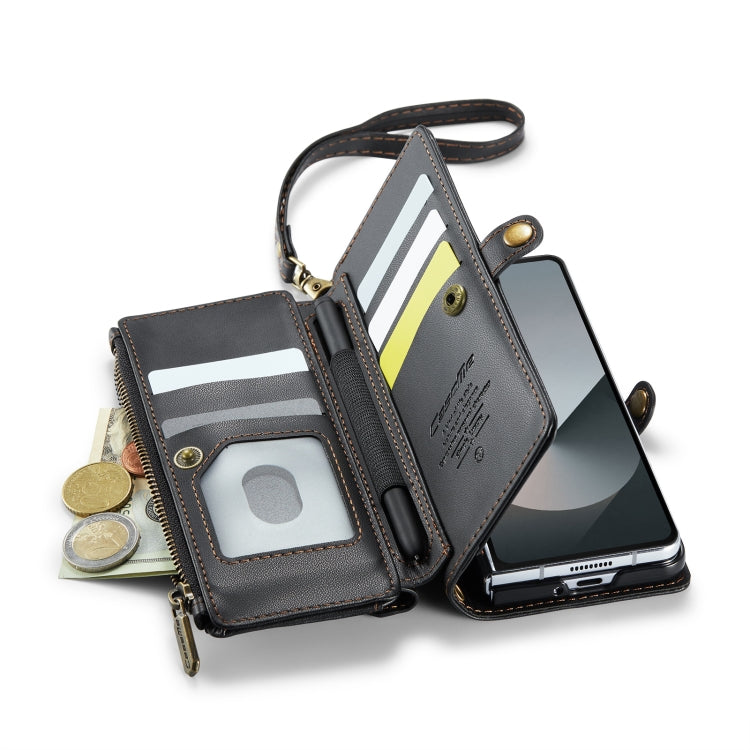 For Samsung Galaxy Z Fold6 5G CaseMe C36 Card Slots Zipper Wallet RFID Anti-theft Leather Phone Case(Black) - free shipping - PMC Jewellery - Order now!