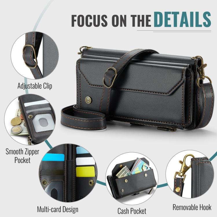 For Samsung Galaxy Z Fold6 5G CaseMe C36 Card Slots Zipper Wallet RFID Anti-theft Leather Phone Case(Black) - free shipping - PMC Jewellery - Order now!