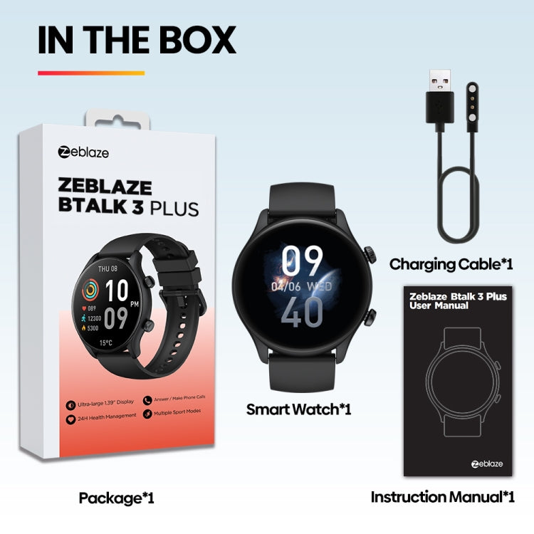 Zeblaze Btalk 3 Plus 1.39 inch Screen Fitness & Wellness Smart Watch Supports Voice Calling(Black) - free shipping - PMC TechLife - Order now!