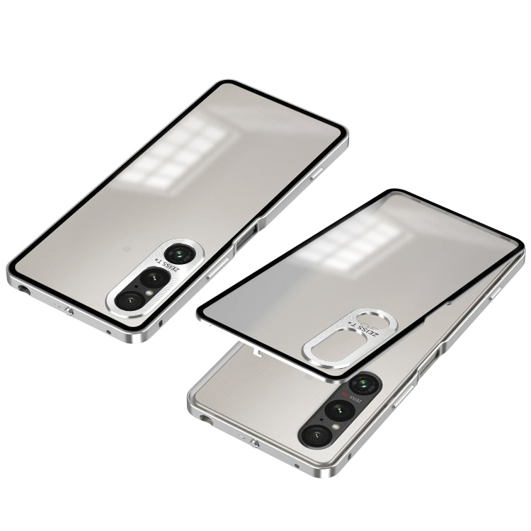 For Sony Xperia 1 V Snap Buckle Metal Frame Frosted Phone Case(Silver) - Sony Cases by PMC TechLife | Online Shopping South Africa | PMC TechLife | Buy Now Pay Later Mobicred