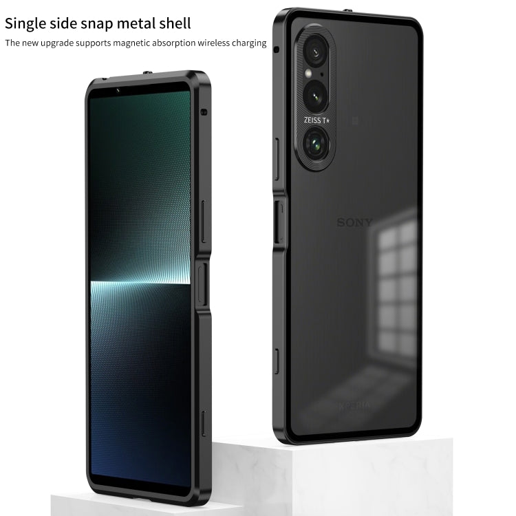 For Sony Xperia 1 V Snap Buckle Metal Frame Frosted Phone Case(Black) - Sony Cases by PMC TechLife | Online Shopping South Africa | PMC TechLife | Buy Now Pay Later Mobicred