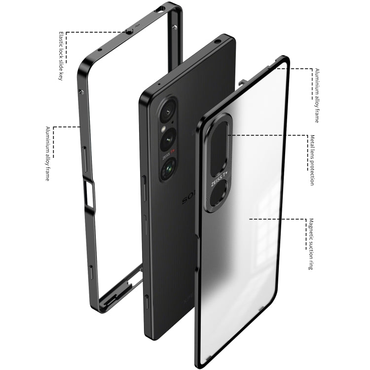 For Sony Xperia 1 V Snap Buckle Metal Frame Frosted Phone Case(Silver) - Sony Cases by PMC TechLife | Online Shopping South Africa | PMC TechLife | Buy Now Pay Later Mobicred