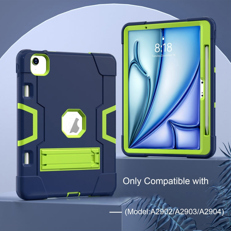 For iPad Air 11 2024 Contrast Color Silicone Acrylic PC Tablet Case with Holder(Navy Blue Yellow Green) - iPad Air 11 2024 Cases by PMC TechLife | Online Shopping South Africa | PMC TechLife | Buy Now Pay Later Mobicred