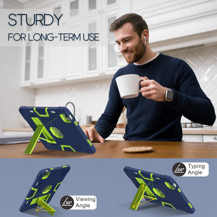 For iPad Air 11 2024 Contrast Color Silicone Acrylic PC Tablet Case with Holder(Navy Blue Yellow Green) - iPad Air 11 2024 Cases by PMC TechLife | Online Shopping South Africa | PMC TechLife | Buy Now Pay Later Mobicred