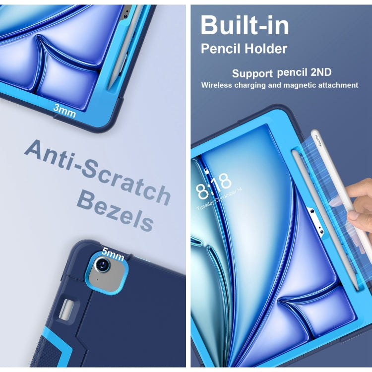 For iPad Air 11 2024 Contrast Color Silicone Acrylic PC Tablet Case with Holder(Navy Blue) - iPad Air 11 2024 Cases by PMC TechLife | Online Shopping South Africa | PMC TechLife | Buy Now Pay Later Mobicred