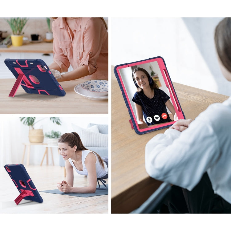 For iPad Air 11 2024 Contrast Color Silicone Acrylic PC Tablet Case with Holder(Navy Blue Rose Red) - iPad Air 11 2024 Cases by PMC TechLife | Online Shopping South Africa | PMC TechLife | Buy Now Pay Later Mobicred