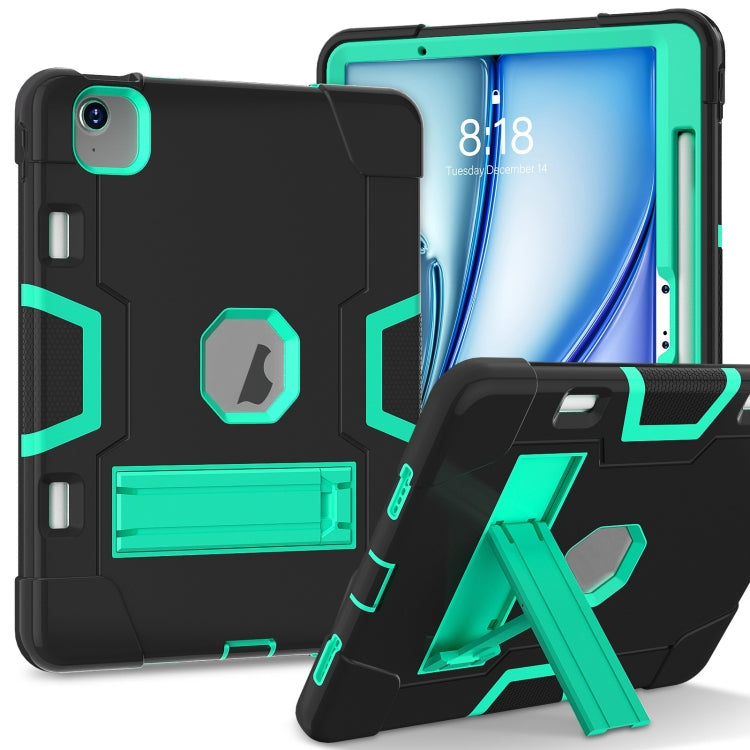 For iPad Air 11 2024 Contrast Color Silicone Acrylic PC Tablet Case with Holder(Black Mint Green) - iPad Air 11 2024 Cases by PMC TechLife | Online Shopping South Africa | PMC TechLife | Buy Now Pay Later Mobicred