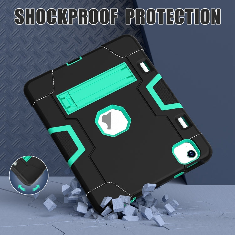 For iPad Air 11 2024 Contrast Color Silicone Acrylic PC Tablet Case with Holder(Black Mint Green) - iPad Air 11 2024 Cases by PMC TechLife | Online Shopping South Africa | PMC TechLife | Buy Now Pay Later Mobicred