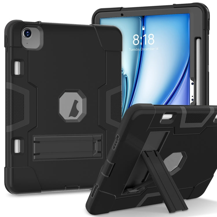 For iPad Air 11 2024 Contrast Color Silicone Acrylic PC Tablet Case with Holder(Black) - iPad Air 11 2024 Cases by PMC TechLife | Online Shopping South Africa | PMC TechLife | Buy Now Pay Later Mobicred
