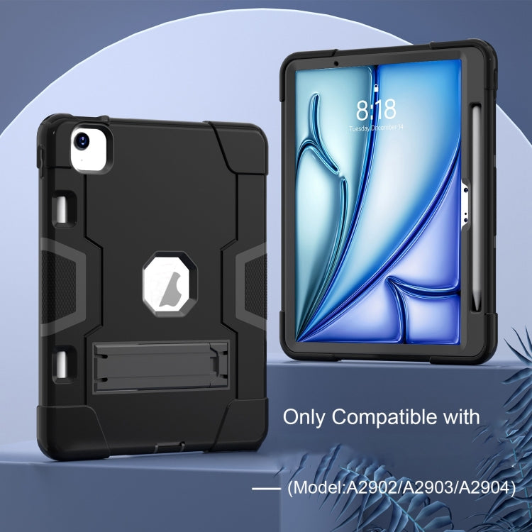 For iPad Air 11 2024 Contrast Color Silicone Acrylic PC Tablet Case with Holder(Black) - iPad Air 11 2024 Cases by PMC TechLife | Online Shopping South Africa | PMC TechLife | Buy Now Pay Later Mobicred