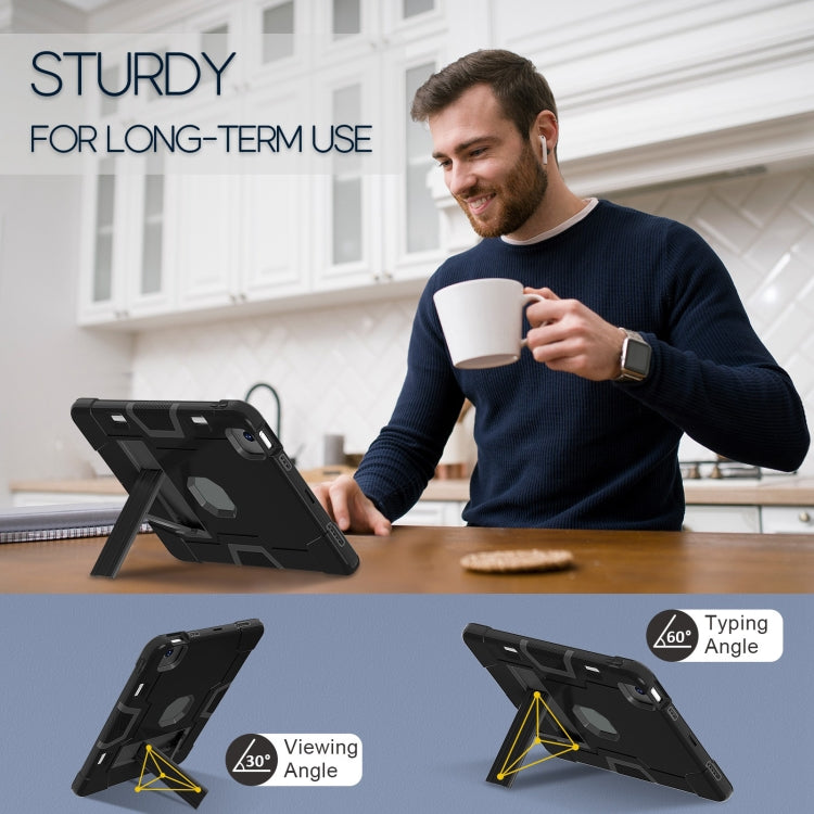 For iPad Air 11 2024 Contrast Color Silicone Acrylic PC Tablet Case with Holder(Black) - iPad Air 11 2024 Cases by PMC TechLife | Online Shopping South Africa | PMC TechLife | Buy Now Pay Later Mobicred