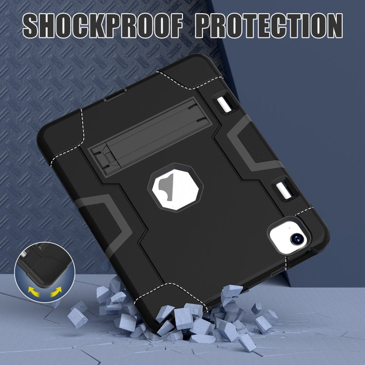 For iPad Air 11 2024 Contrast Color Silicone Acrylic PC Tablet Case with Holder(Black) - iPad Air 11 2024 Cases by PMC TechLife | Online Shopping South Africa | PMC TechLife | Buy Now Pay Later Mobicred