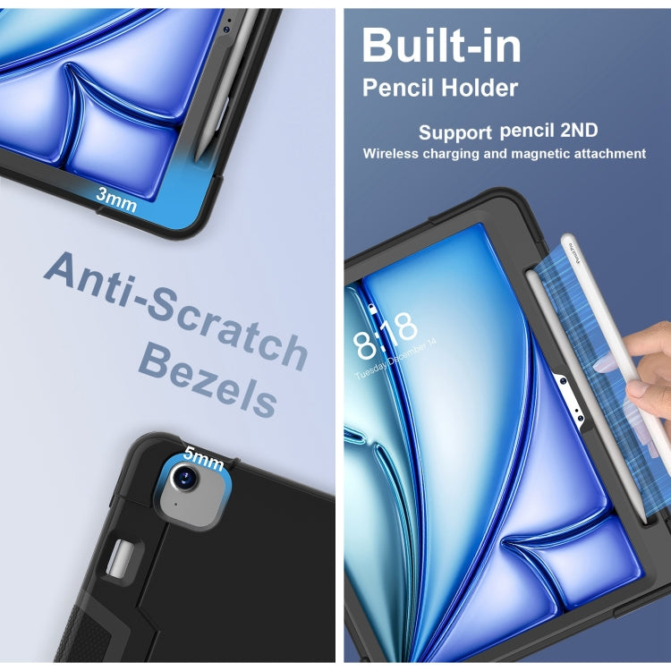 For iPad Air 11 2024 Contrast Color Silicone Acrylic PC Tablet Case with Holder(Black) - iPad Air 11 2024 Cases by PMC TechLife | Online Shopping South Africa | PMC TechLife | Buy Now Pay Later Mobicred