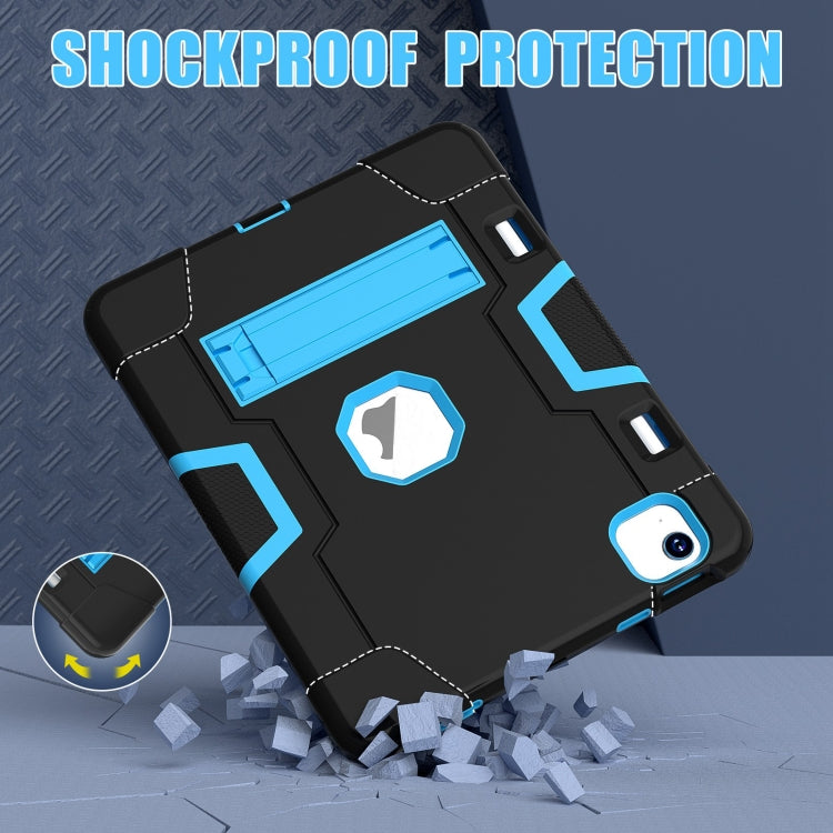 For iPad Air 11 2025 / 2024 Contrast Color Silicone Acrylic PC Tablet Case with Holder(Black Blue) - iPad Air 11 2025 / 2024 Cases by PMC TechLife | Online Shopping South Africa | PMC TechLife | Buy Now Pay Later Mobicred