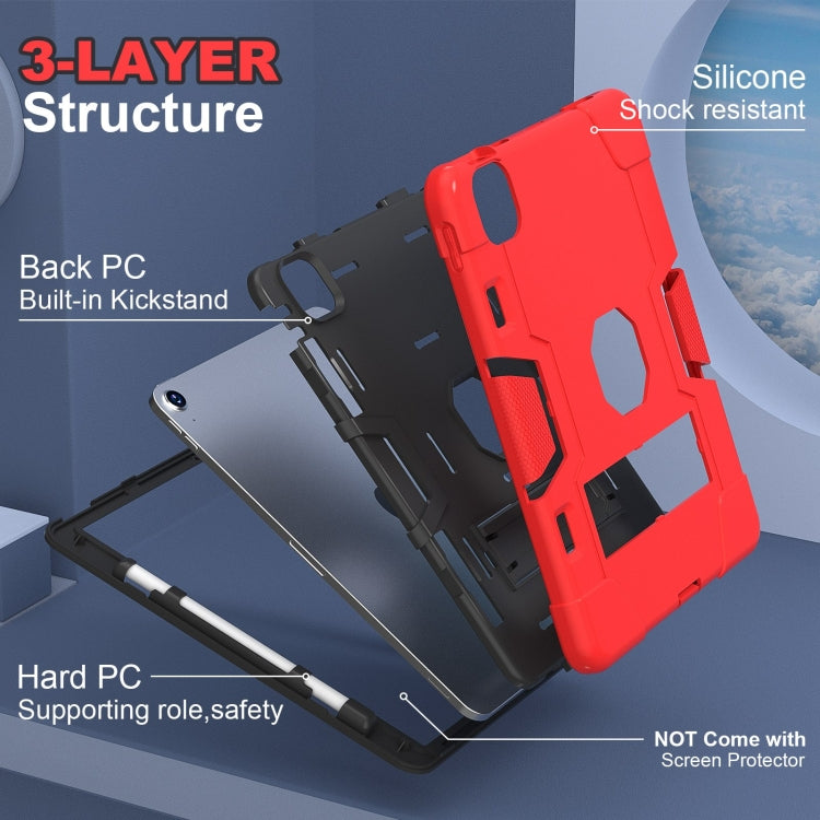 For iPad Air 11 2025 / 2024 Contrast Color Silicone Acrylic PC Tablet Case with Holder(Red Black) - iPad Air 11 2025 / 2024 Cases by PMC TechLife | Online Shopping South Africa | PMC TechLife | Buy Now Pay Later Mobicred