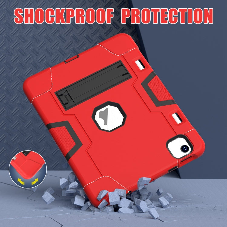 For iPad Air 11 2025 / 2024 Contrast Color Silicone Acrylic PC Tablet Case with Holder(Red Black) - iPad Air 11 2025 / 2024 Cases by PMC TechLife | Online Shopping South Africa | PMC TechLife | Buy Now Pay Later Mobicred