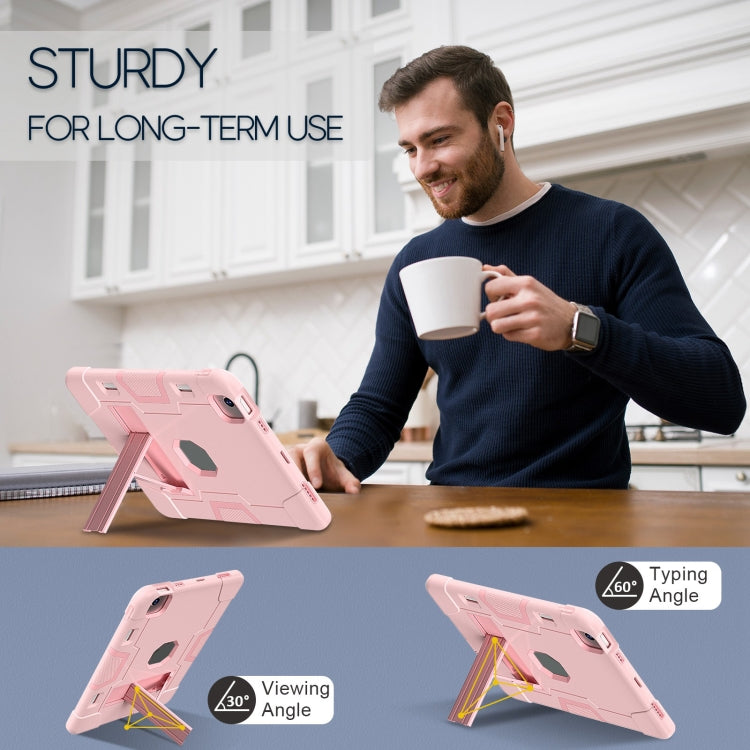 For iPad Air 11 2025 / 2024 Contrast Color Silicone Acrylic PC Tablet Case with Holder(Rose Gold) - iPad Air 11 2025 / 2024 Cases by PMC TechLife | Online Shopping South Africa | PMC TechLife | Buy Now Pay Later Mobicred