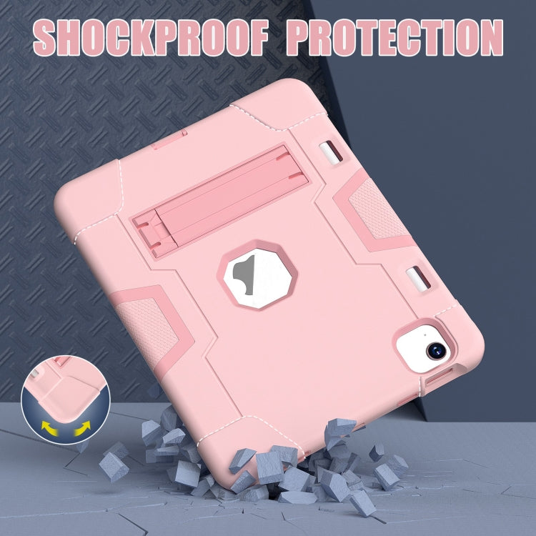 For iPad Air 11 2025 / 2024 Contrast Color Silicone Acrylic PC Tablet Case with Holder(Rose Gold) - iPad Air 11 2025 / 2024 Cases by PMC TechLife | Online Shopping South Africa | PMC TechLife | Buy Now Pay Later Mobicred