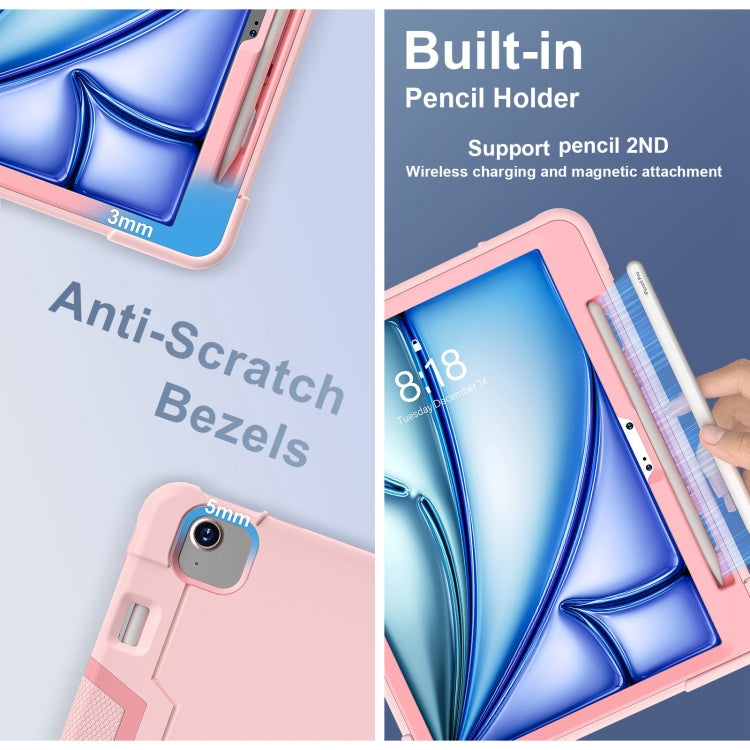 For iPad Air 11 2025 / 2024 Contrast Color Silicone Acrylic PC Tablet Case with Holder(Rose Gold) - iPad Air 11 2025 / 2024 Cases by PMC TechLife | Online Shopping South Africa | PMC TechLife | Buy Now Pay Later Mobicred