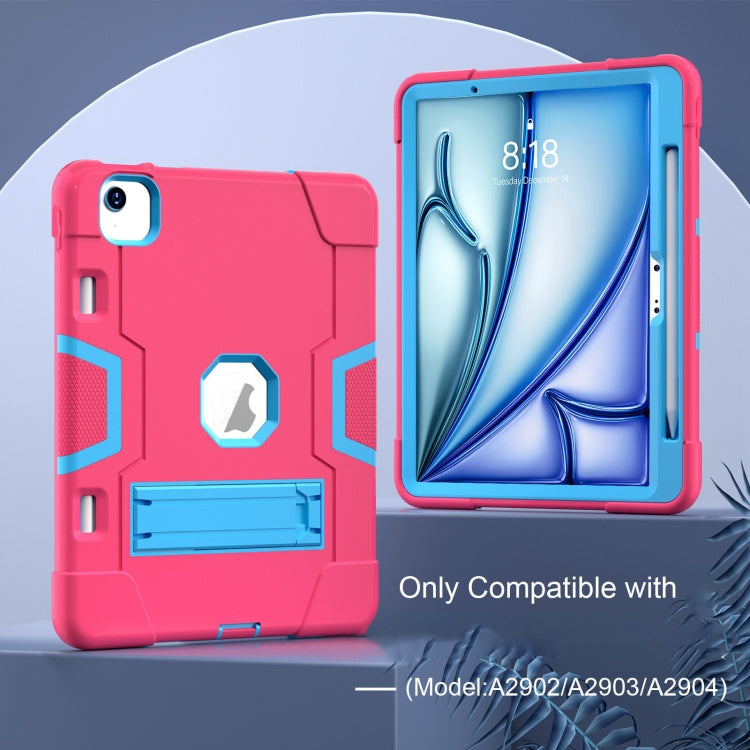 For iPad Air 11 2024 Contrast Color Silicone Acrylic PC Tablet Case with Holder(Rose Red Blue) - iPad Air 11 2024 Cases by PMC TechLife | Online Shopping South Africa | PMC TechLife | Buy Now Pay Later Mobicred