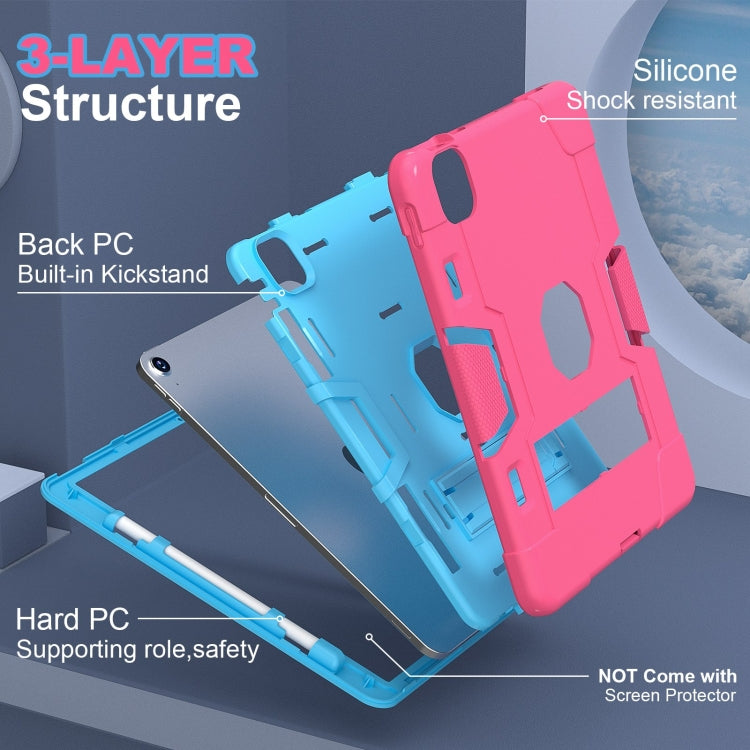For iPad Air 11 2024 Contrast Color Silicone Acrylic PC Tablet Case with Holder(Rose Red Blue) - iPad Air 11 2024 Cases by PMC TechLife | Online Shopping South Africa | PMC TechLife | Buy Now Pay Later Mobicred