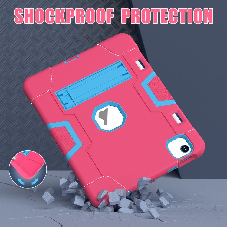 For iPad Air 11 2024 Contrast Color Silicone Acrylic PC Tablet Case with Holder(Rose Red Blue) - iPad Air 11 2024 Cases by PMC TechLife | Online Shopping South Africa | PMC TechLife | Buy Now Pay Later Mobicred