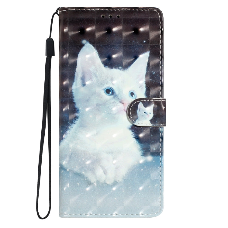 For iPhone 16 Plus 3D Pattern Leather Phone Case(White Cat) - iPhone 16 Plus Cases by PMC TechLife | Online Shopping South Africa | PMC TechLife | Buy Now Pay Later Mobicred