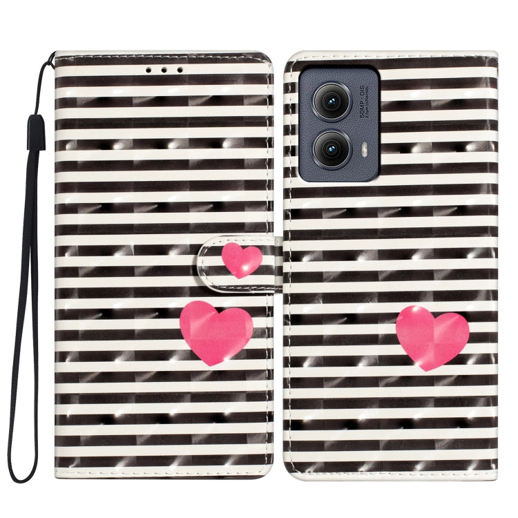 For Motorola Edge 2024 3D Pattern Leather Phone Case(Striped Heart) - Motorola Cases by PMC Jewellery | Online Shopping South Africa | PMC Jewellery | Buy Now Pay Later Mobicred