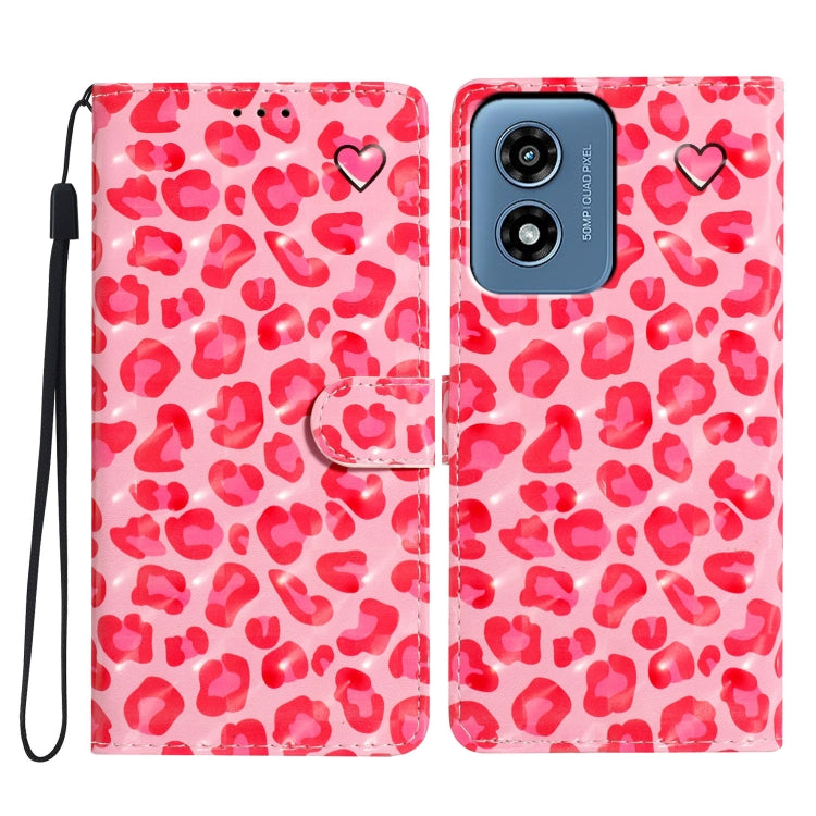 For Motorola Moto G Play 2024 3D Pattern Leather Phone Case(Pink Leopard Print) - Motorola Cases by PMC Jewellery | Online Shopping South Africa | PMC Jewellery | Buy Now Pay Later Mobicred