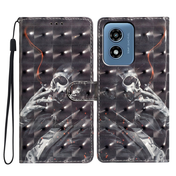 For Motorola Moto G Play 2024 3D Pattern Leather Phone Case(Skull) - Motorola Cases by PMC Jewellery | Online Shopping South Africa | PMC Jewellery | Buy Now Pay Later Mobicred