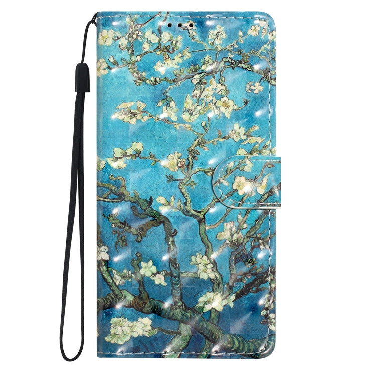 For Motorola Moto G Play 2024 3D Pattern Leather Phone Case(Blue Base Apricot Flower) - Motorola Cases by PMC Jewellery | Online Shopping South Africa | PMC Jewellery | Buy Now Pay Later Mobicred